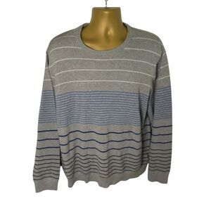 Goodthreads Slim Fit Striped Pullover Sweater Lightweight Gray Blue XXL